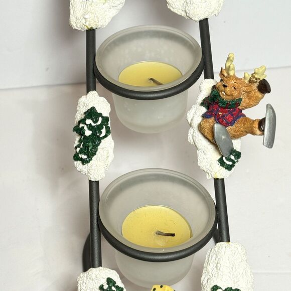 Sledding santa candle holder Traditions 366289 VTG Metal Christmas Deco Figurine - Picture 8 of 14